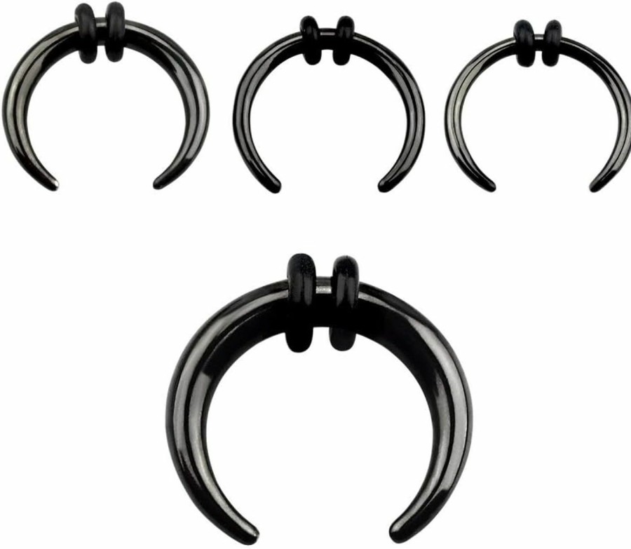 Pierced Owl Pierced Owl - 8-14G Pvd Plated Stainless Steel Black Septum Pincher Nose Ring With 2 Black O-Rings | Body Piercing Rings