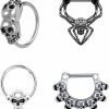 AccGin Accgin 16G Septum Ring For Women Men 316L Stainless Steel Bat Halloween Septum Clicker Nose Ring Hoop Daith Earring Helix Tragus Cartilage Piercing Jewelry | Body Piercing Rings