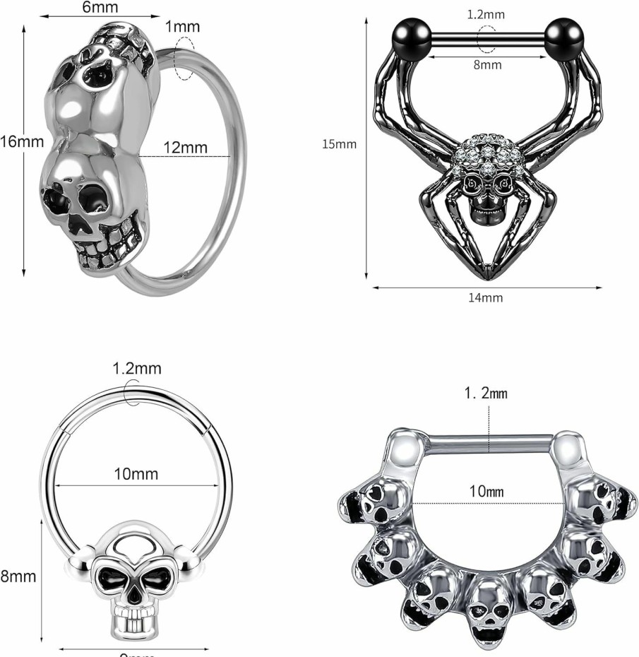 AccGin Accgin 16G Septum Ring For Women Men 316L Stainless Steel Bat Halloween Septum Clicker Nose Ring Hoop Daith Earring Helix Tragus Cartilage Piercing Jewelry | Body Piercing Rings