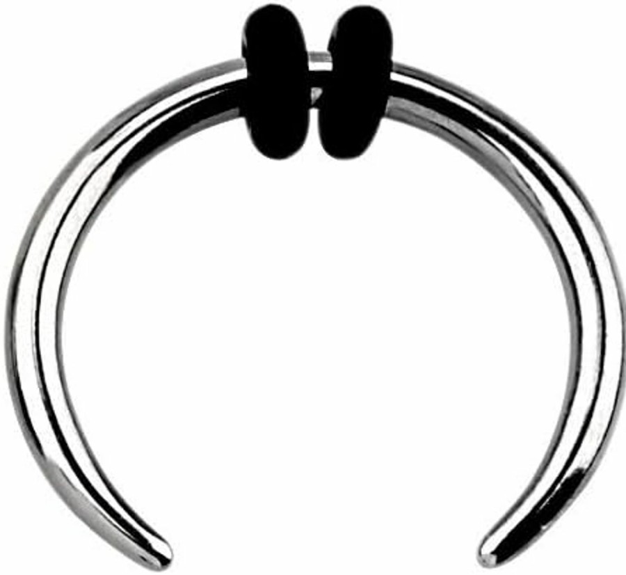 Pierced Owl Pierced Owl - 8-14G Stainless Steel Septum Pincher Nose Ring With 2 Black O-Rings | Body Piercing Rings