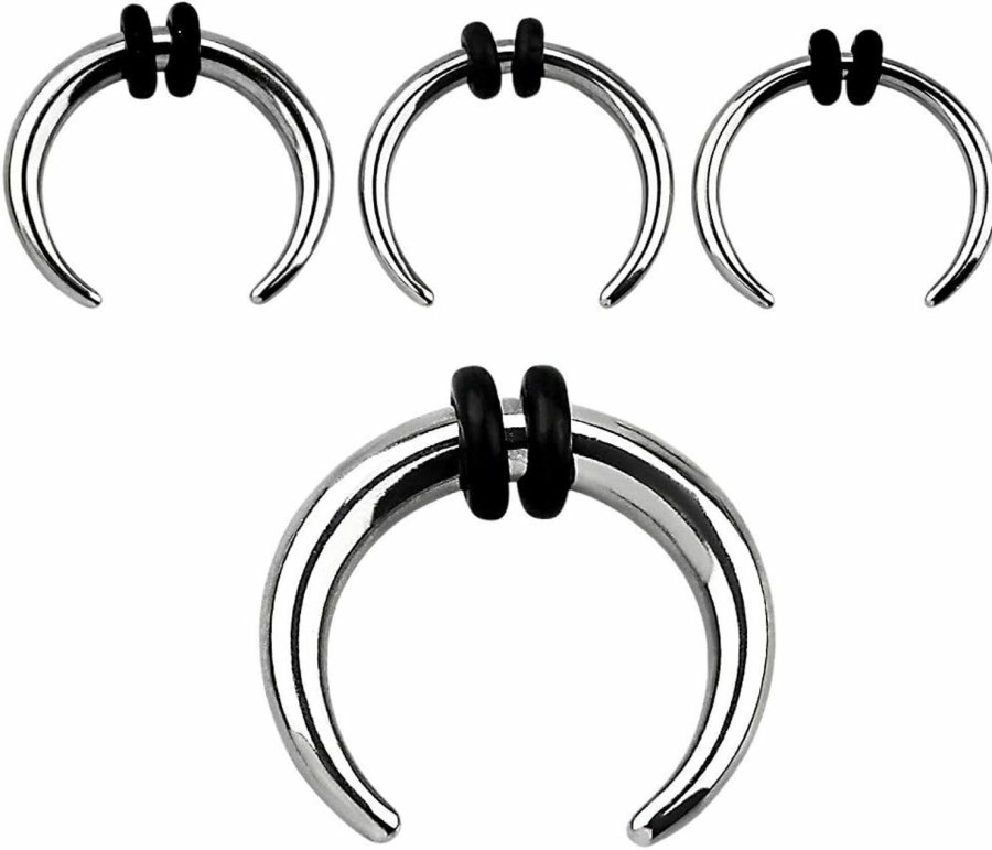 Pierced Owl Pierced Owl - 8-14G Stainless Steel Septum Pincher Nose Ring With 2 Black O-Rings | Body Piercing Rings