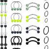 Prjndjw Prjndjw 16G Lip Rings Stainless Steel Horseshoe Rings Eyebrow Rings Labret Monroe Lip Rings Nail Tragus Helix Earrings Studs Ring Medusa Piercing Jewelry 8Mm 44 Pcs Glow In The Dark | Body Piercing Rings