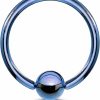 Forbidden Body Jewelry Forbidden Body Jewelry 16G 3/8 Inch Surgical Steel Blue Ip Plated Captive Bead Hoop Ring | Body Piercing Rings