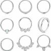 FUNRUN JEWELRY Funrun Jewelry 16G Surgical Steel Nose Rings Hoop For Women Opal Cz Clicker Hinged Septum Nose Ring Lip Helix Cartilage Hoop Earring Daith Conch Nose Piercing Jewelry For Women 8Mm 10Mm | Body Piercing Rings