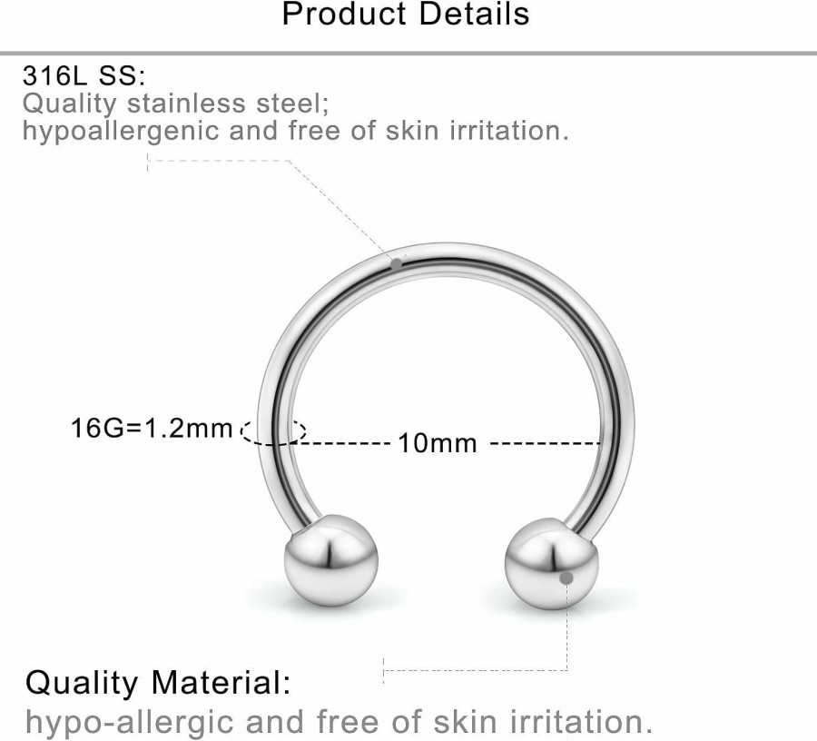 Lcolyoli Lcolyoli 16G Surgical Steel Lip Rings Hoop Twist & C-Shaped & Horseshoe Barbell Labret Jewelry Snake Bite Piercing Jewelry Medusa Piercing Jewelry For Women Men 18 Pieces | Body Piercing Rings