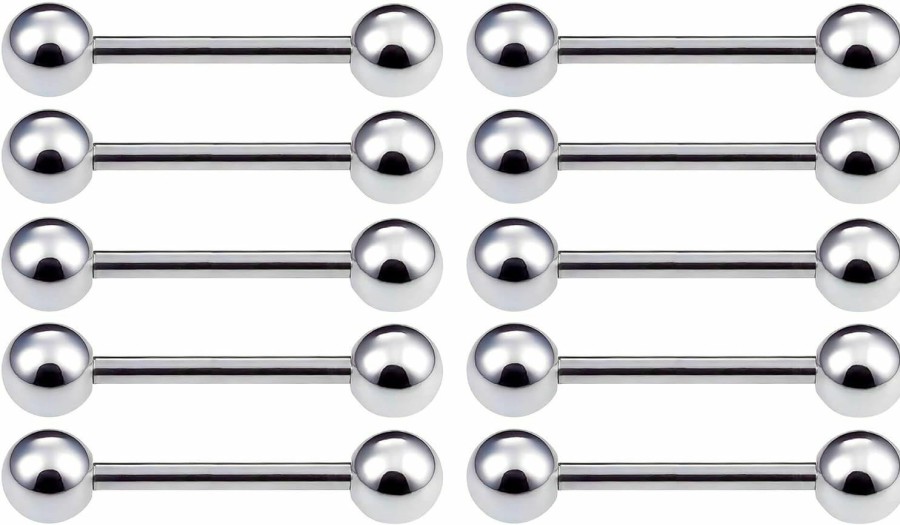 From da Phactory Nipple Rings Tongue Rings Stainless Steel 14G 16G 18G Straight Barbells Piercing Jewelry | Body Piercing Rings