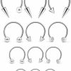 Cisyozi Cisyozi 16G Long Spike Horseshoes Septum Rings 316L Surgical Steel Setpum Nose Ring Cartilage Tragus Helix Earrings Lip Eyebrow Smiley Piercing Jewelry 8Mm 10Mm 12Mm | Body Piercing Rings