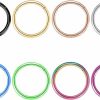 BOGKU 8Pcs Titanium Nose Ring Hoops Septum Hinged Nose Rings 20G 18G 16G Diameter 6Mm-10Mm Black/Silver/Gold/Rose Gold/Pink/Blue/Green/Rainbow Cartilage Conch Helix Rook Hoop Earrings | Body Piercing Rings