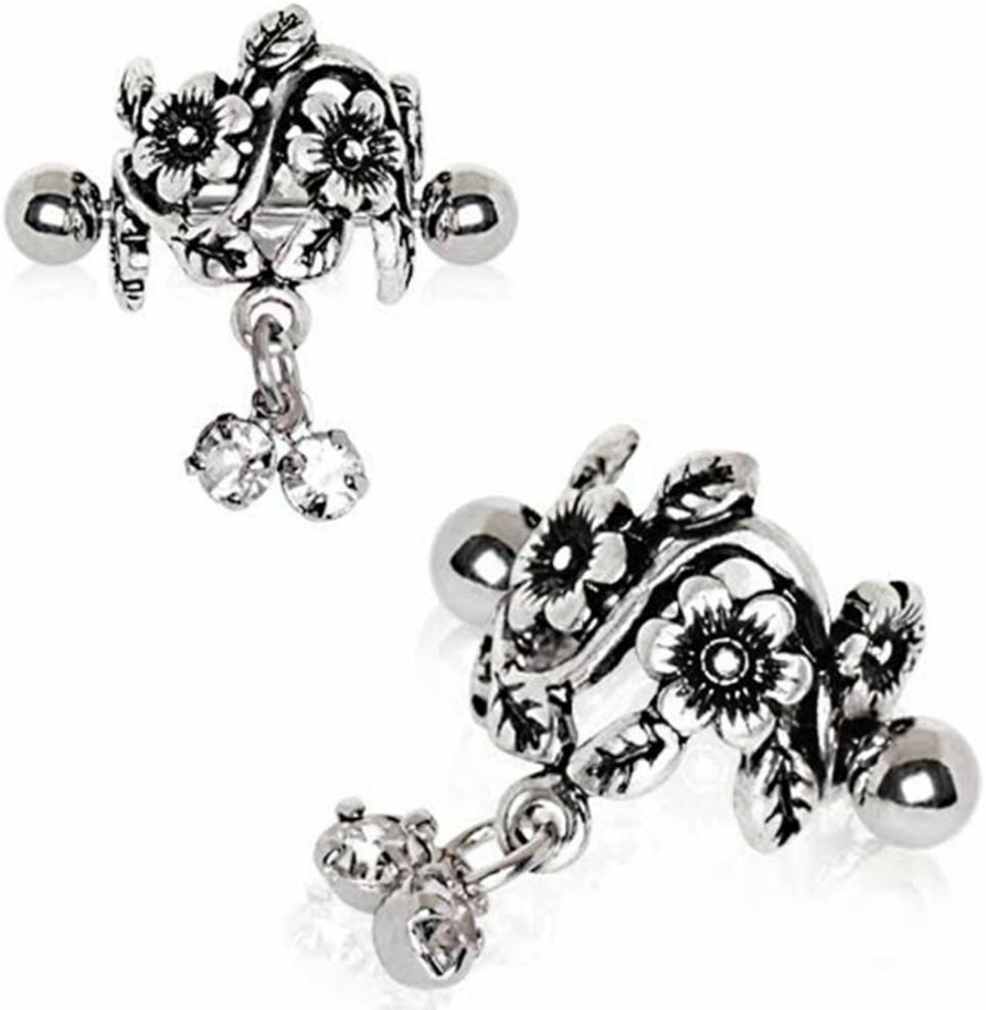 WildKlass Jewelry 316L Stainless Steel Antique Floral Wildklass Cartilage Cuff Earring | Body Piercing Rings