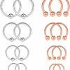 Ruifan Ruifan 8Prs(16Pcs) 14G Surgical Steel Horseshoe & Captive Bead Nose Hoop Septum Earring Eyebrow Tongue Lip Nipple Helix Tragus Piercing Rings 6-12Mm | Body Piercing Rings