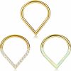 Dochais Dochais 3Pcs Septum Rings 16G Hinged Septum Clicker Ring Gold Septum Rings 316L Surgical Steel Hypoallergenic Daith Cartilage Earring Conch Helix Rook Tragus Septum Piercing Jewelry | Body Piercing Rings