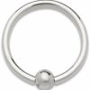 JewelryWeb Jewelryweb Solid 14K Yellow Or White Gold 16G Small 2Mm Bead Hoop Lip Eyebrow Cartilage Tragus Nose Ring | Body Piercing Rings