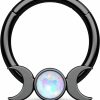 CM Crareesi Mania Cm Crareesi Mania Septum Jewelry 16G Moon Septum Rings 316L Stainless Steel Daith Piercing Jewelry Helix Earrings For Women Opal Septum Piercing Jewelry | Body Piercing Rings