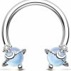 OUFER Oufer Septum Rings 16G, 316L Stainless Steel Septum Piercing, Star And Moon Design Opal Septum Jewelry, Helix Daith Snug Conch Piercing Jewelry For Women Men | Body Piercing Rings