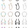 SCERRING Scerring Fake Septum Nose Hoop Rings Stainless Steel Faux Lip Ear Nose Septum Ring Non Piercing Clip On Nose Hoop Rings Body Piercing Jewelry 20Pcs | Body Piercing Rings