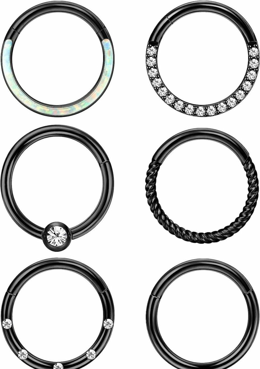 LOLIAS Lolias Septum Rings 16G 18G Surgical Steel Nose Rings Hoops For Women Seamless Clicker Hinged Segment Hoop Lip Nose Rings Conch Lip Helix Cartilage Earring Septum Jewelry Lip Nose Daith Hlix Piercing Jewelry 8Mm 10Mm 12Mm | Body Piercing Rings