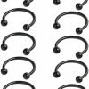 Ruifan Ruifan 10Pcs 16G Cbr Horseshoe Circular Rings Black Titanium Anodized 316L Surgical Steel For Lip, Septum Piercing Jewelry & Cartilage 3Mm Balls 6-12Mm | Body Piercing Rings