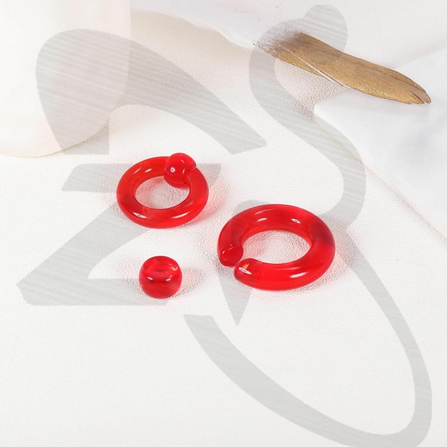 ZS Zs 6Pcs Captive Bead Rings Spring Action Bcr Ball Rings, 12G - 0G Pa Ring, Acrylic Nose Septum Rings Stretching Pierced Body Jewelry For Men Women | Body Piercing Rings