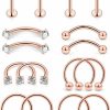 Lcolyoli Lcolyoli 8 Pairs Stainless Steel Tragus Earring Clear Diamond Cz Forward Helix Hoop Cartilage Earring Studs Eyebrow Barbell Lip Labret Rings Body Piercing Jewelry Kit For Women Men | Body Piercing Rings