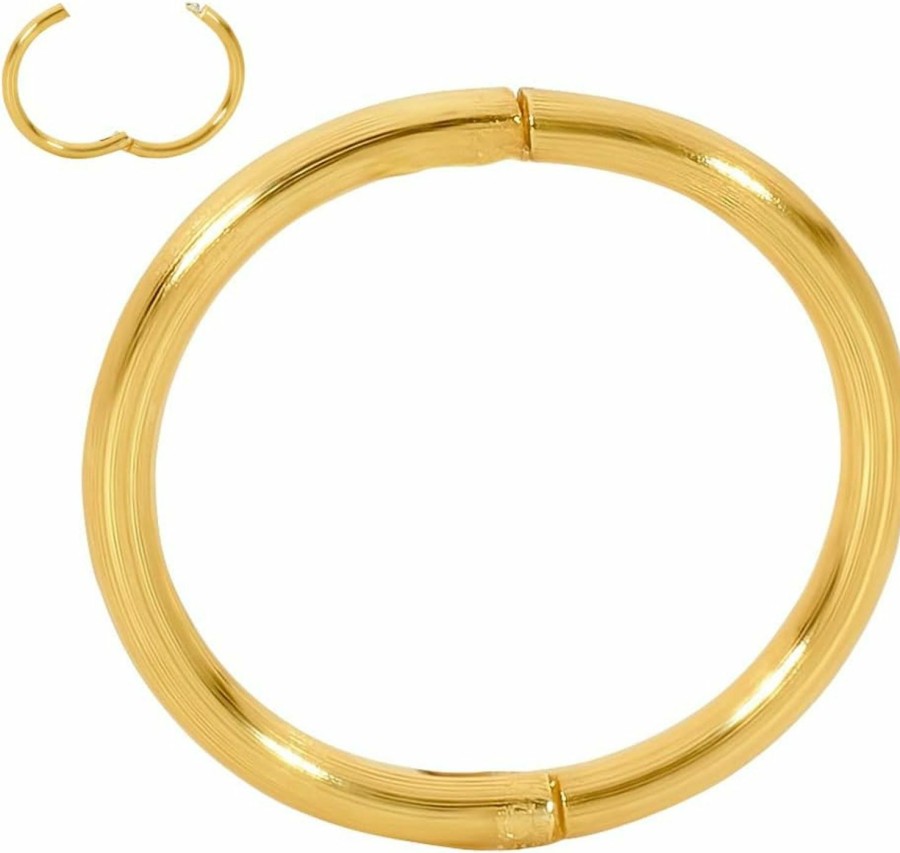 365 Sleepers 365 Sleepers Gold Plated Sterling Silver Hinged Hoop Uni Nose Segment Ring Sleeper Earrings Australian Made Nickel Free Hypoallergenic 8Mm - 14Mm | Body Piercing Rings