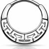 Forbidden Body Jewelry Forbidden Body Jewelry 16G 8Mm Antique Finish Surgical Steel Tribal Design Cartilage & Septum Hoop | Body Piercing Rings