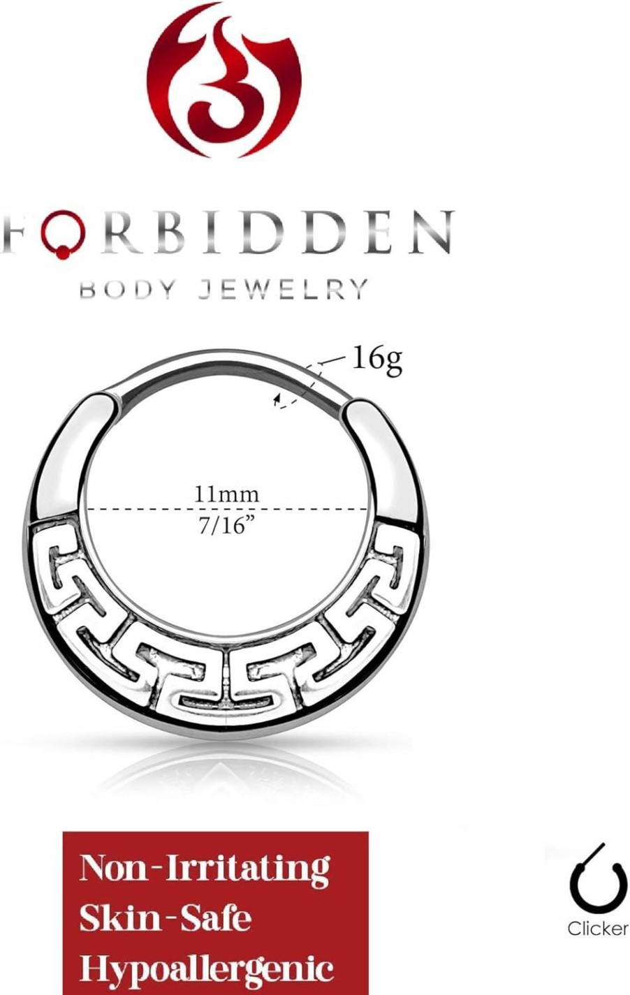 Forbidden Body Jewelry Forbidden Body Jewelry 16G 8Mm Antique Finish Surgical Steel Tribal Design Cartilage & Septum Hoop | Body Piercing Rings