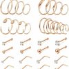 FINREZIO Finrezio 48Pcs 20G Surgical Steel Nose Rings Hoop Studs Cartilage Earrings Body Piercing Jewelry 1.5Mm 2Mm 2.5Mm 3Mm Cz Rose Gold Silver Gold Tone 6Mm - 12Mm Hoops | Body Piercing Rings