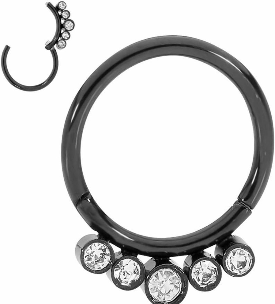 365 Sleepers 365 Sleepers 16G Surgical Steel 8Mm 10Mm Gem Hinged Hoop Segment Nose Ring Helix Tragus Septum Earring Uni Body Piercing Jewelry | Body Piercing Rings