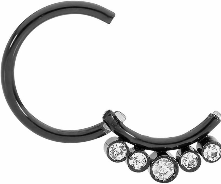 365 Sleepers 365 Sleepers 16G Surgical Steel 8Mm 10Mm Gem Hinged Hoop Segment Nose Ring Helix Tragus Septum Earring Uni Body Piercing Jewelry | Body Piercing Rings