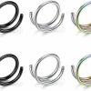 BOPREINA Bopreina 10Pcs 20G Double Nose Rings Hoop For Single Piercing Nose Hoop Stainless Steel Double Hoops Twist Spiral Nose Ring Nostril Piercing Jewellery For Women Men 6-10Mm | Body Piercing Rings