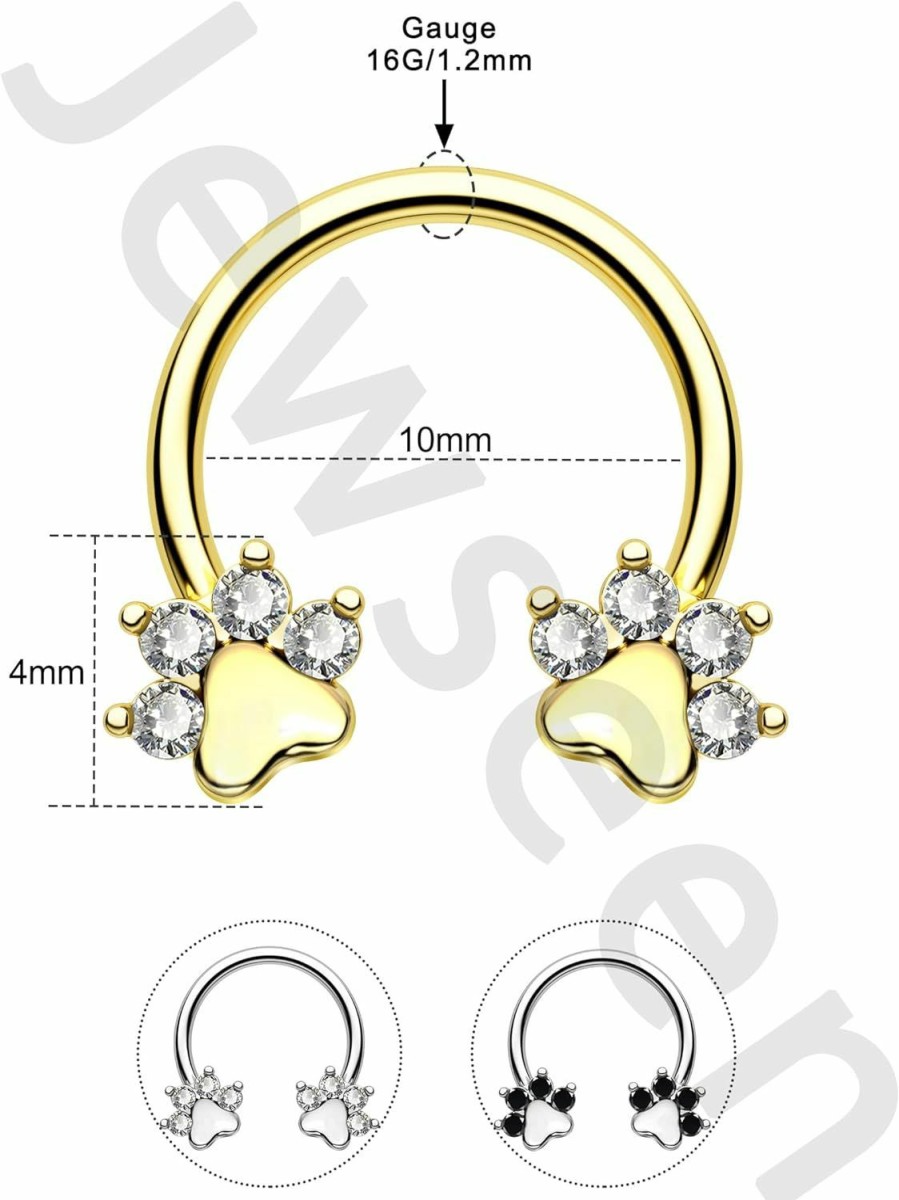 Jewseen Jewseen Paw Septum Rings 16G Gold Septum Ring Daith Piercing Jewelry Surgical Steel Cartilage Earrings Hoop Nose Rings Hoop Conch Earrings For Women Men | Body Piercing Rings