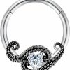 VERAMI Verami 316L Septum Rings Hoop, 16G Surgical Stainless Steel Segment Nose Rings,Octopus Tentacles Cartilage Clicker Hoop Earrings For Rook Daith Tragus, Hypoallergenic For Men And Women | Body Piercing Rings