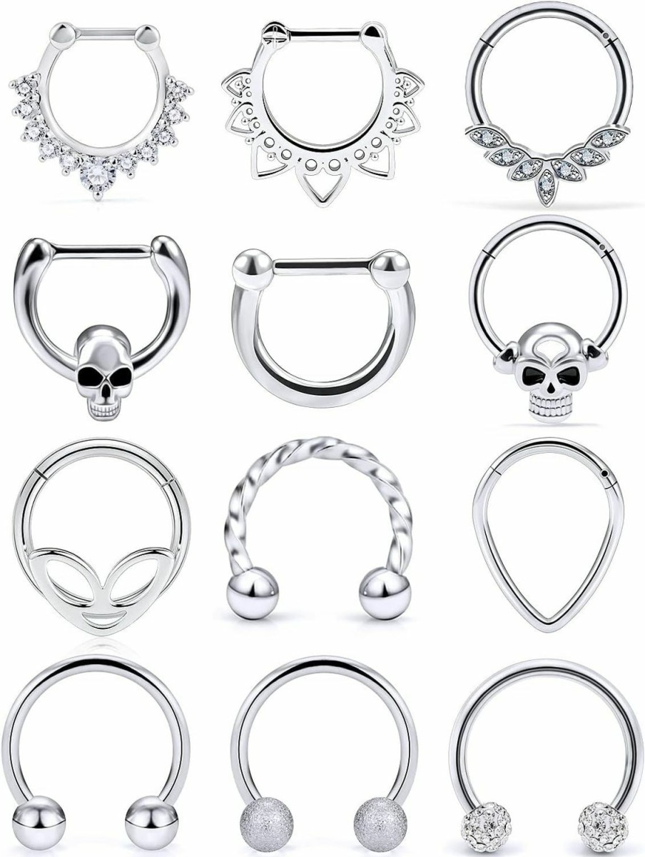 Vsnnsns Vsnnsns 16G Septum Jewelry Septum Ring Piercing Jewelry Septum Clicker Ring And Horseshoe Barbell Stainless Steel Captive Bead Ring Septum Nose Rings Hoop For Men Women Rainbow 10Mm | Body Piercing Rings