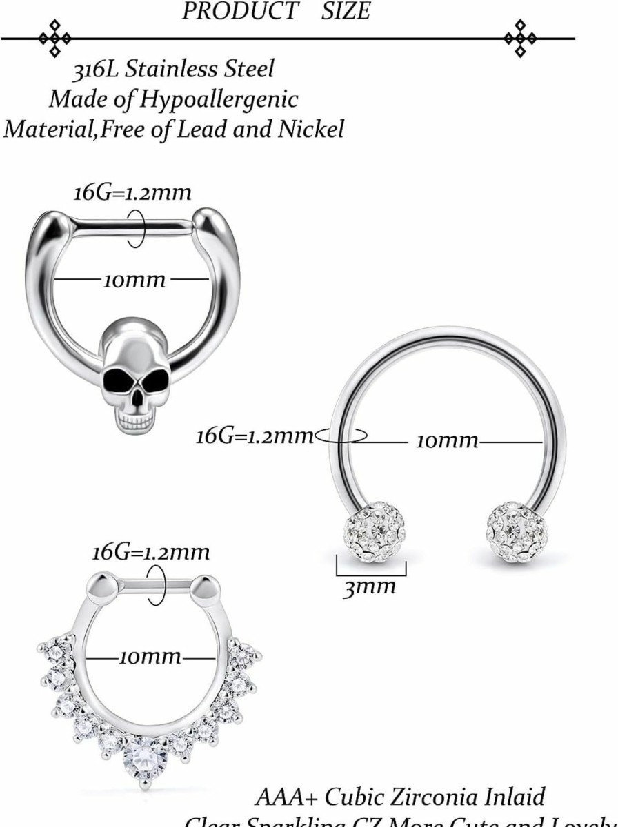 Vsnnsns Vsnnsns 16G Septum Jewelry Septum Ring Piercing Jewelry Septum Clicker Ring And Horseshoe Barbell Stainless Steel Captive Bead Ring Septum Nose Rings Hoop For Men Women Rainbow 10Mm | Body Piercing Rings