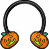 CM Crareesi Mania Cm Crareesi Mania Pumpkin Septum Ring 316L Surgical Steel Septum Piercing Jewelry 16G Black Septum Rings For Halloween Daith Earrings Daith Piercing Jewelry Helix Cartilage Earrings | Body Piercing Rings