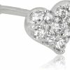 AVORA Avora 14K Gold Simulated Diamond Cz Heart Nose Ring Body Jewelry (22 Gauge) | Body Piercing Rings