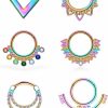 Ovxznts Ovxznts 6Pcs Septum Ring Septum Piercing Jewelry 16G Septum Clicker Ring Stainless Steel Septum Nose Rings Hoop For Men Women 10Mm 3/8 Inch | Body Piercing Rings