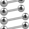 Amazon 4Pcs Stainless Steel Tongue Rings Piercing Jewelry 14 Gauge Nipple Barbell Body Piercing Jewelry Eyebrow Stud For Women Men Girls | Body Piercing Rings