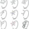 Briana Williams Briana Williams 20G 18G Nose Rings Hoops Surgical Steel Hoop Nose Ring Diamond Nose Hoops Double Hoop Nose Rings For Women Black Silver Rose Gold Nose Ring Hoop | Body Piercing Rings