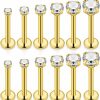 SCERRING Scerring 6 Pairs 16G Stainless Steel Prong Setting Clear Cz Internally Threaded Labret Monroe Lip Tragus Cartilage Helix Earring Ring Body Piercing Jewelry 6-10Mm | Body Piercing Rings