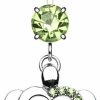 Pierced Owl Pierced Owl 14Ga Stainless Steel Light Green Cz Crystal Turtle With Hawaiian Flower Dangling Belly Button Ring | Body Piercing Rings