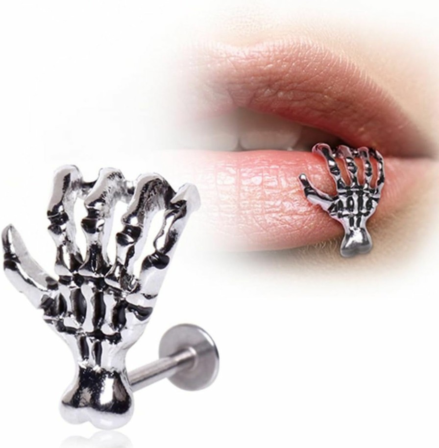 Amelia Fashion Amelia Fashion 16 Gauge Zombie Claw Labret Stud 316L Surgical Steel (Choose Length) (16Ga(1.2) L. 5/16\"(8Mm)) | Body Piercing Rings