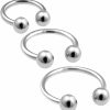 bodyjewellery Bodyjewellery 3Pcs 18G Circular Barbell Cartilage Eyebrow Horseshoe Lip Septum Nose Ring Tragus Helix Surgical Steel Piercing Bbee | Body Piercing Rings