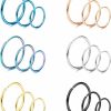 LOYALLOOK Loyallook 18Pcs G23 Titanium Nose Ring Hoop For Women Men Helix Tragus Lip Septum Ring Cartilage Earring Hoop Piercing Jewelry 18/20G | Body Piercing Rings