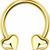 Jewseen Jewseen 14K Gold Heart Septum Rings 16G Septum Jewelry Gold Cartilage Earring Hoop Helix Piercing Jewelry Daith Piercing Jewelry Daith Earrings Tragus Hoop Nose Ring Hoop For Women Men | Body Piercing Rings