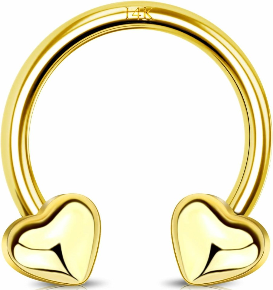 Jewseen Jewseen 14K Gold Heart Septum Rings 16G Septum Jewelry Gold Cartilage Earring Hoop Helix Piercing Jewelry Daith Piercing Jewelry Daith Earrings Tragus Hoop Nose Ring Hoop For Women Men | Body Piercing Rings