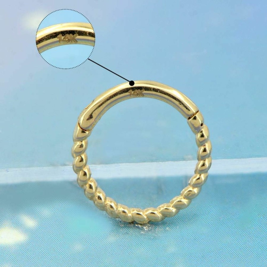 OUFER Oufer Helix Earring Hoop 14K Solid Gold Daith Tragus Helix Cartilage Earring 16G Septum Piercing Hinge Segment Rings Hoop | Body Piercing Rings