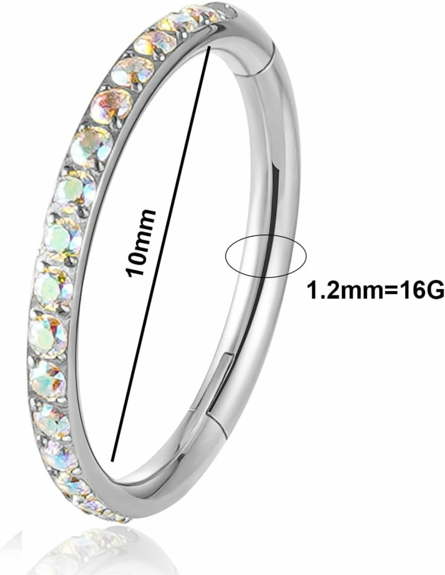 TOMIDES Tomides 16G Titanium Cartilage Earring Hoop For Conch Helix Tragus 8Mm 10Mm 12Mm Hypoallergenic Hinged Clicker Nose Rings Septum Piercing Jewelry | Body Piercing Rings