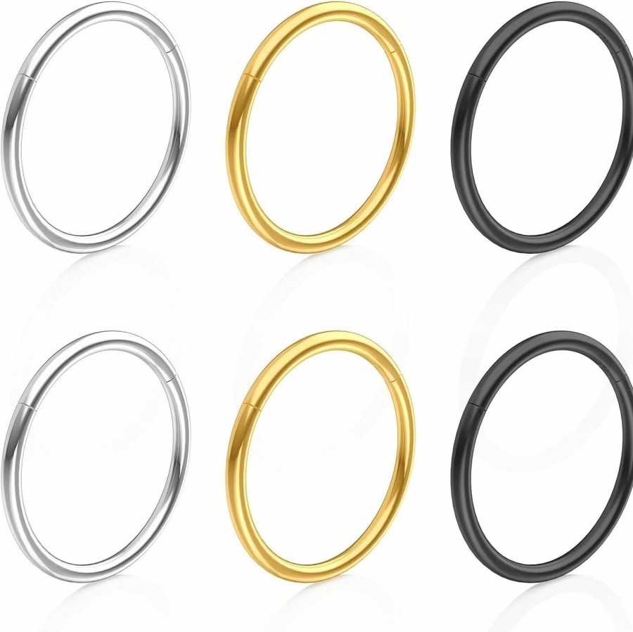 BLZ Blz 316L Surgical Steel Nose Rings Hoop 20G 18G 16G 14G For Women,Lip Septum Tragus Daith Helix Cartilage Earrings Hinged Piercing Jewelry For Girls,Gold Silver Black Rose Gold Rainbow Ring | Body Piercing Rings