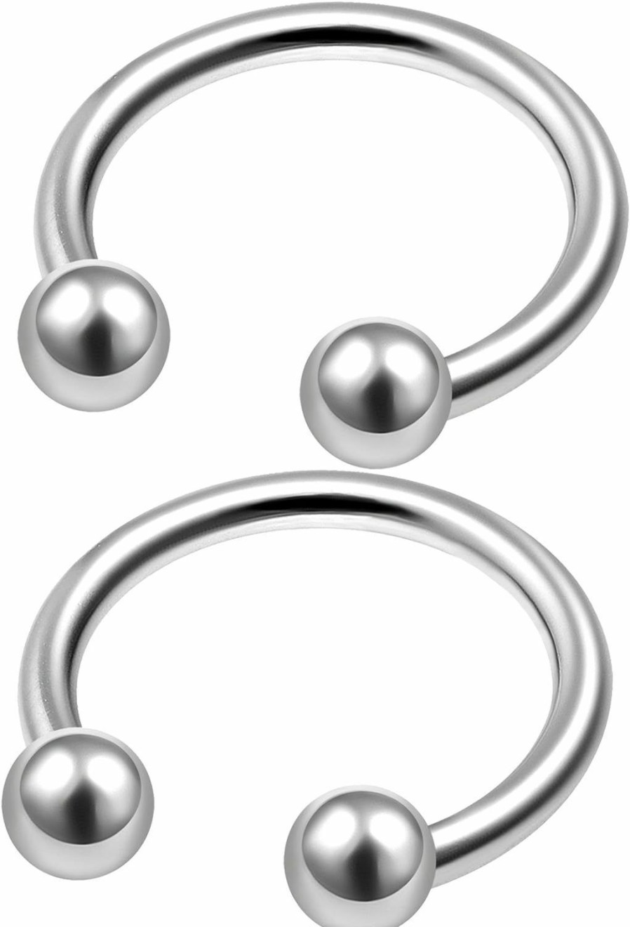 MATIGA Matiga 2Pcs Surgical Steel 16 Gauge Horseshoe Earrings Piercing Jewelry Tragus Helix Nose Septum Cartilage 3Mm Ball More Choices | Body Piercing Rings